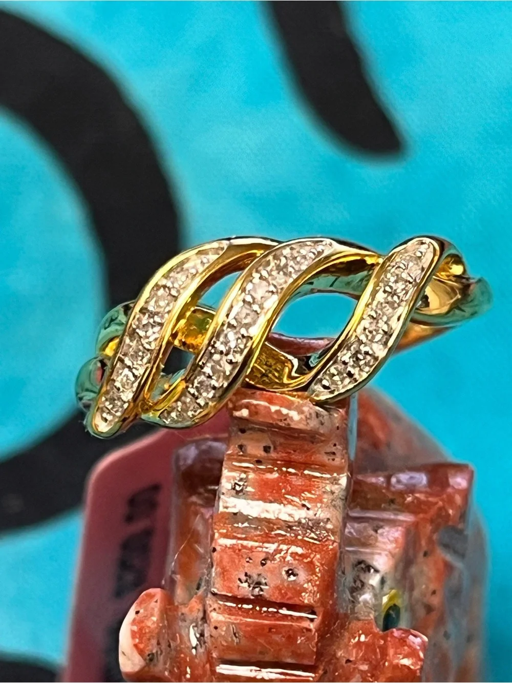 Natural Diamond Gold Over Sterling Silver Ring Size 7 NWT .05 CTW